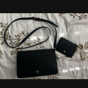 Tory Burch Elegant Black Crossbody Bag and Wallet